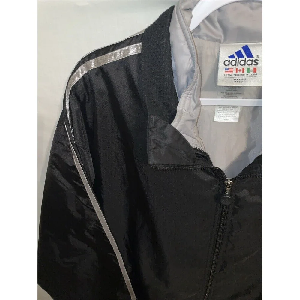 Adidas Men’s Vtg Y2K Jacket & Removeable Vest Size XL Black Outer Silver Inner